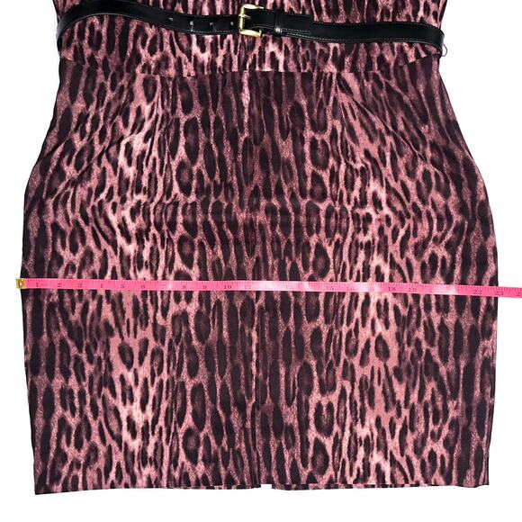 MICHAEL Michael Kors Purple Animal Print Belted Sheath Dress Size 14 - Picture 13 of 15